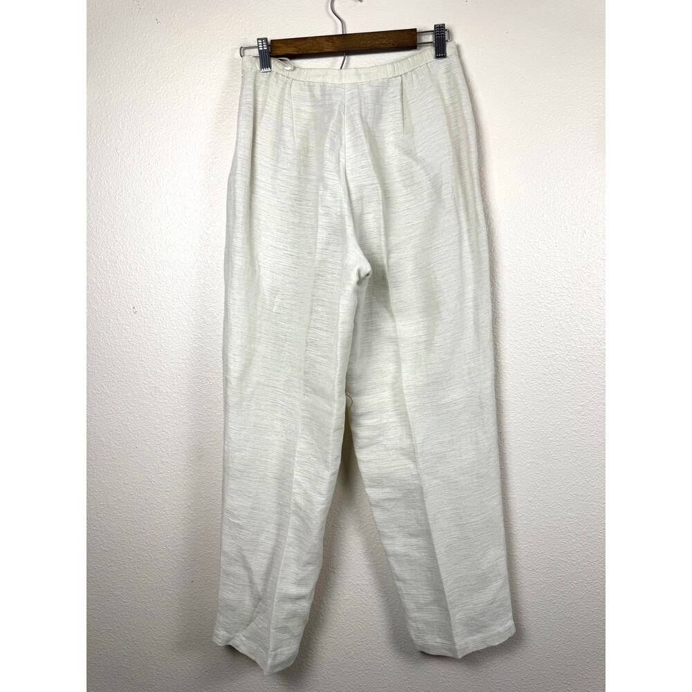Eileen Fisher Petite Textured Organic Linen Pants Ivory side zipper Wide Leg PS - Picture 3 of 8